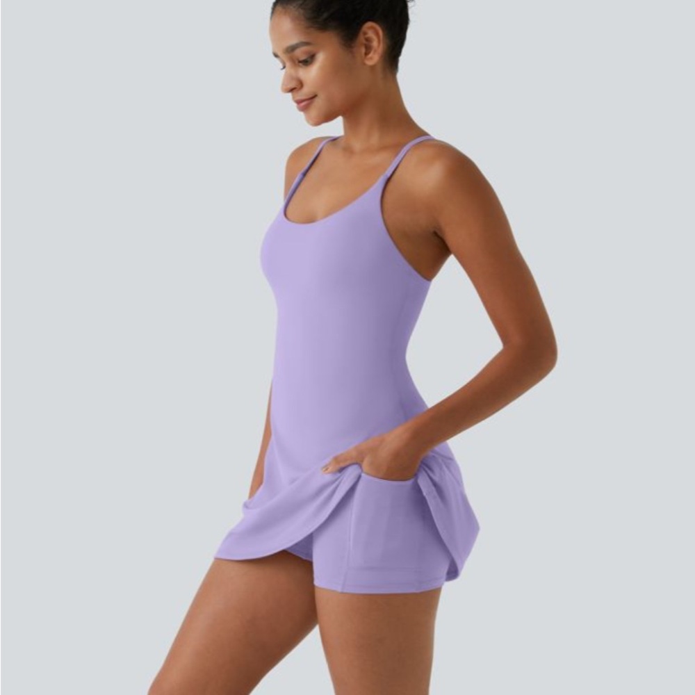 HALARA Lilac Sleeveless Dress with Pockets